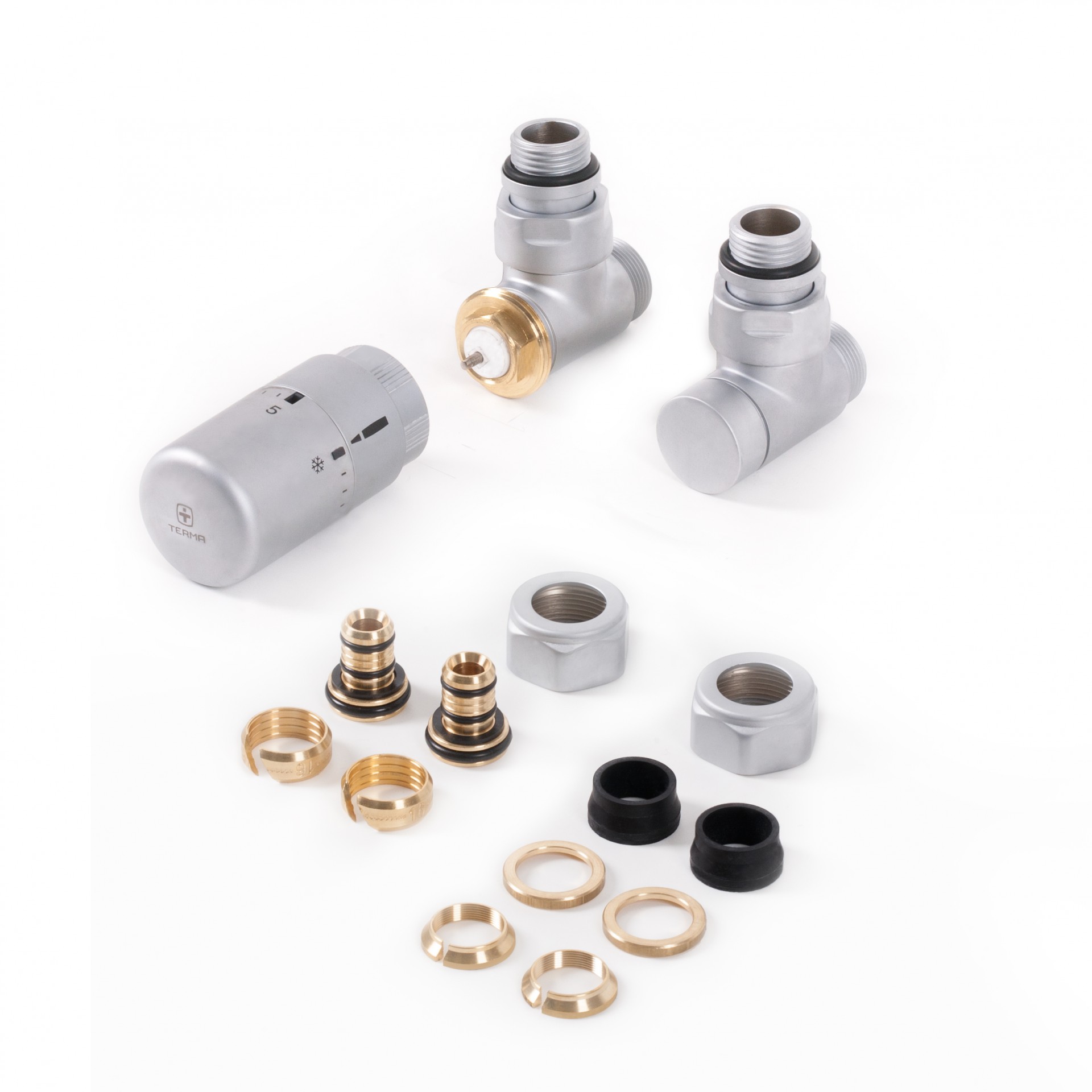 ENSEMBLE VANNE THERMOSTATIQUE ANGULAIRE SATIN